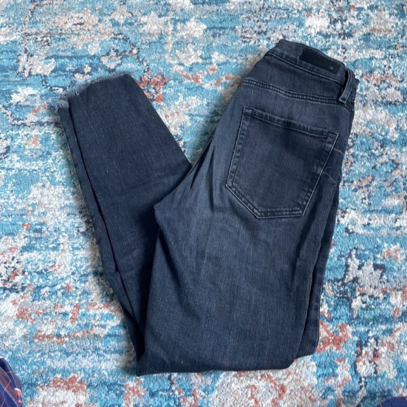 Garage Black Ultra High Rise Skinny Jeans With Frayed Ends - Picture 2 of 3
